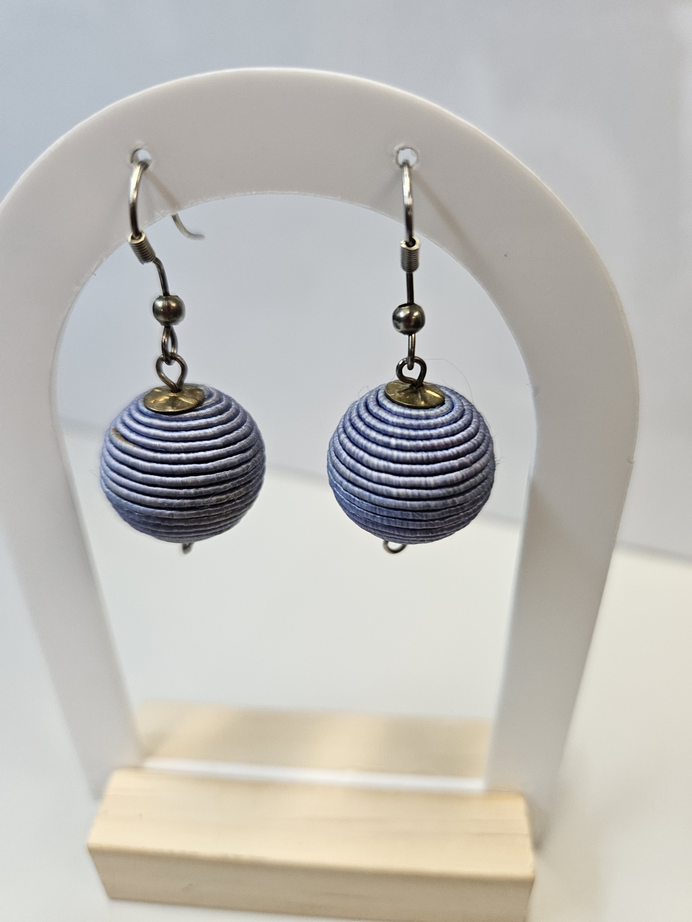 Handmade Blue Bead Drop Earrings